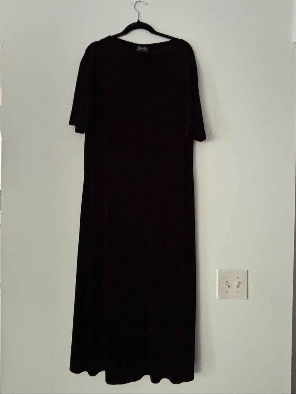 Lauren Ralph Lauren Velvet Maxi Dress Womens 3X Black Short Sleeve Stretch Plus